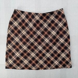 Y2K M Studio Plaid Mini Skirt Sz 8 Brown Dark Academia Preppy Grunge Aesthetic